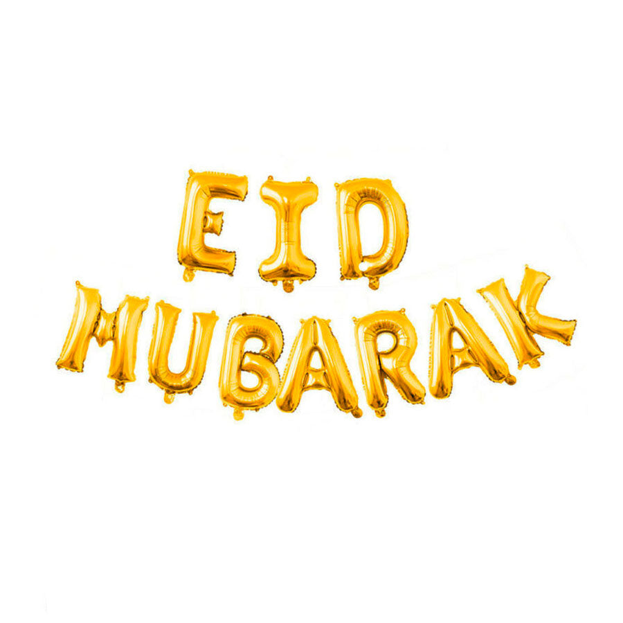 Reusable Eid Mubarak Foil Balloon Bunting - GOLD