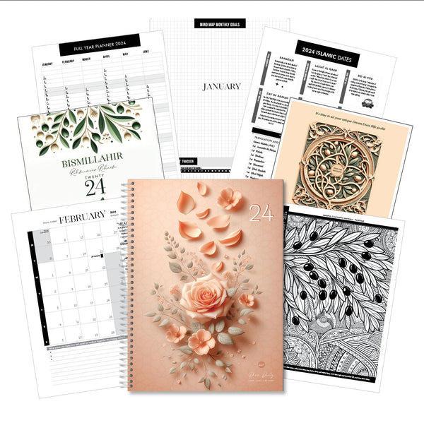 2024 Weekly, mid-size Fallen Rose - Deen Daily Planner