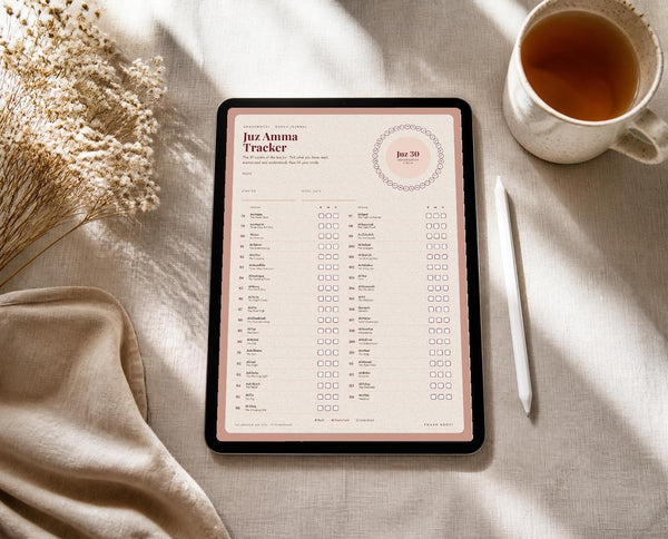 Juz Amma tracker page on iPad