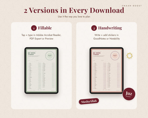 2 versions: fillable + handwriting