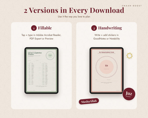 2 versions: fillable + handwriting