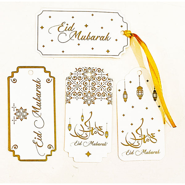 Eid gift tags - card gold print on white
