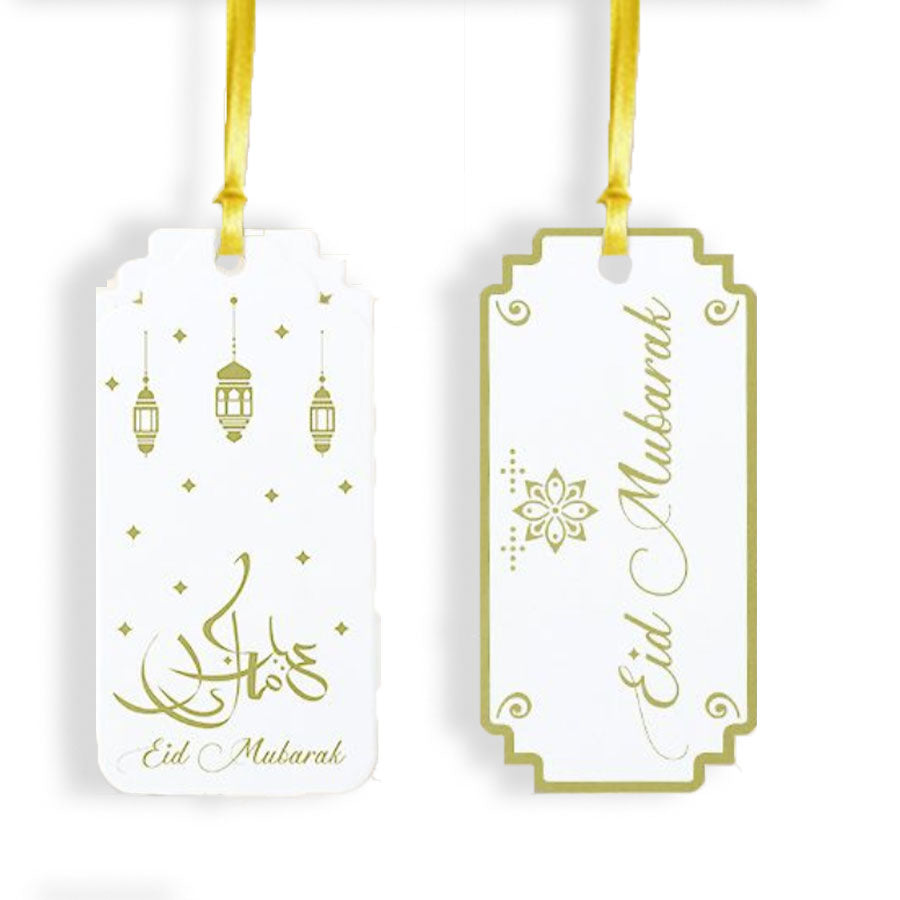Eid gift tags - card gold print on white