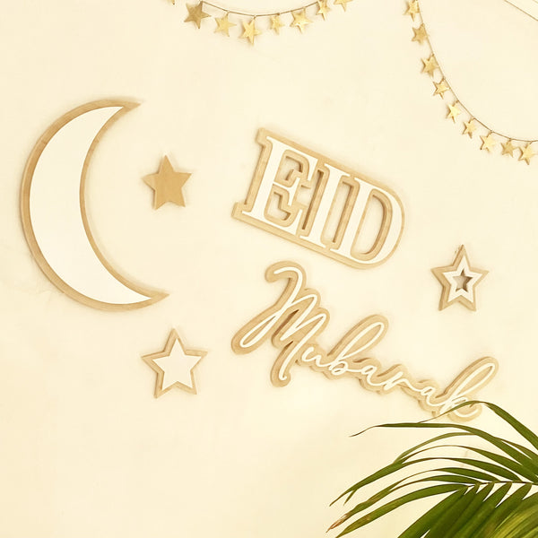 Ramadan + Eid + Mubarak + Moon + Stars Layered Set - Large
