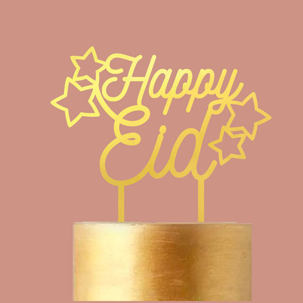 Eid Mubarak - Gold Mirrored Cake topper