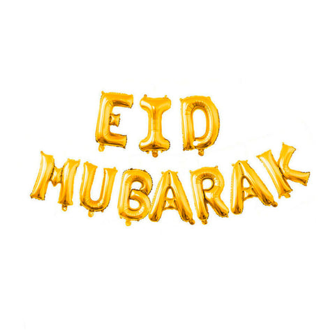 Reusable Eid Mubarak Foil Balloon Bunting - GOLD