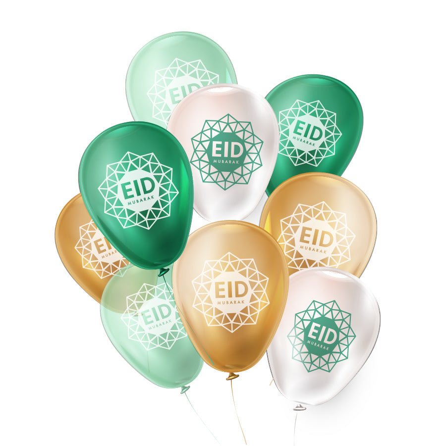 Eid Mubarak Geo Balloons - Golden Garden Collection - Helium