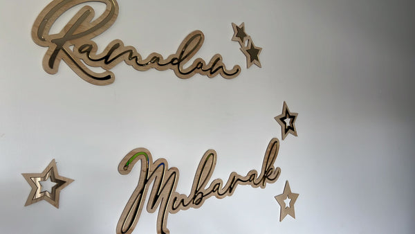 Ramadan + Eid + Mubarak + Moon + Stars Layered Set - Large